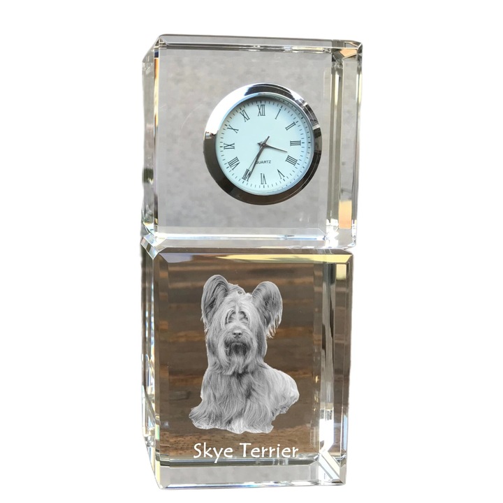 Ceas de birou personalizat cu foto, Art-Dog, cristal optic, 14.5x6.5x4cm