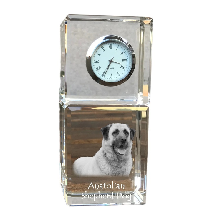 Art-Dog személyre szabott kristály óra, a kutya képével, 14,5x6,5x4cm