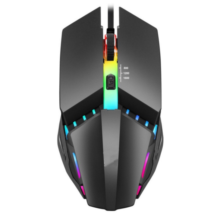 Геймърска мишка, RGB осветление, Офис/Игри, Универсална, LEIISVK, черна
