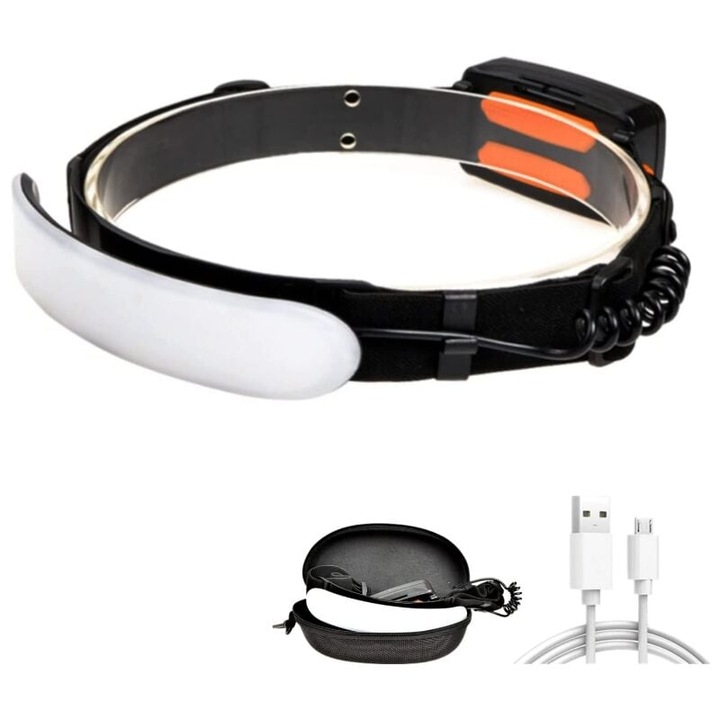 LED фенерче, супер ярко, водоустойчив дизайн, регулируем ластик, USB зареждане