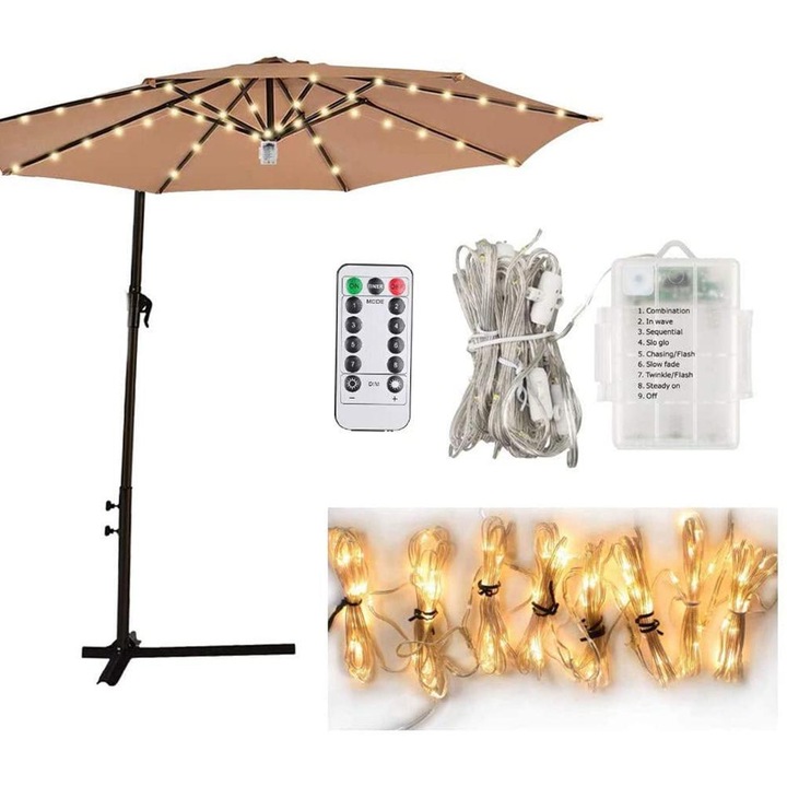 LED лампа за външен чадър, 104 LED, 520LM, IP65 защита, 5V