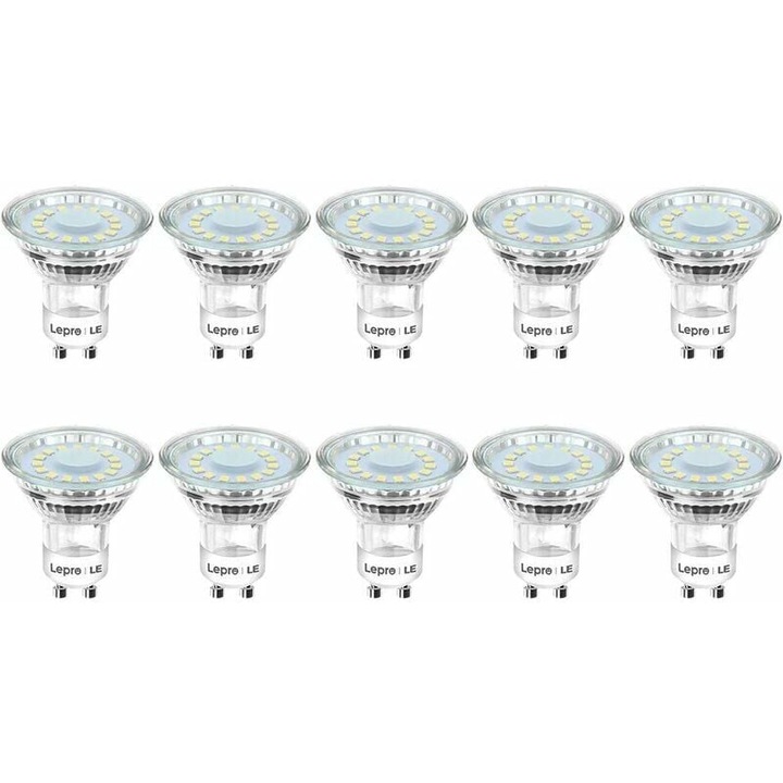 10 db LED GU10 izzó készlet, 4W, hideg fehér