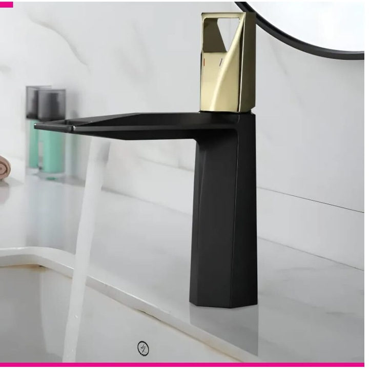 Mosdó csaptelep, sárgaréz egészségügyi, fekete arannyal, 10107H/G