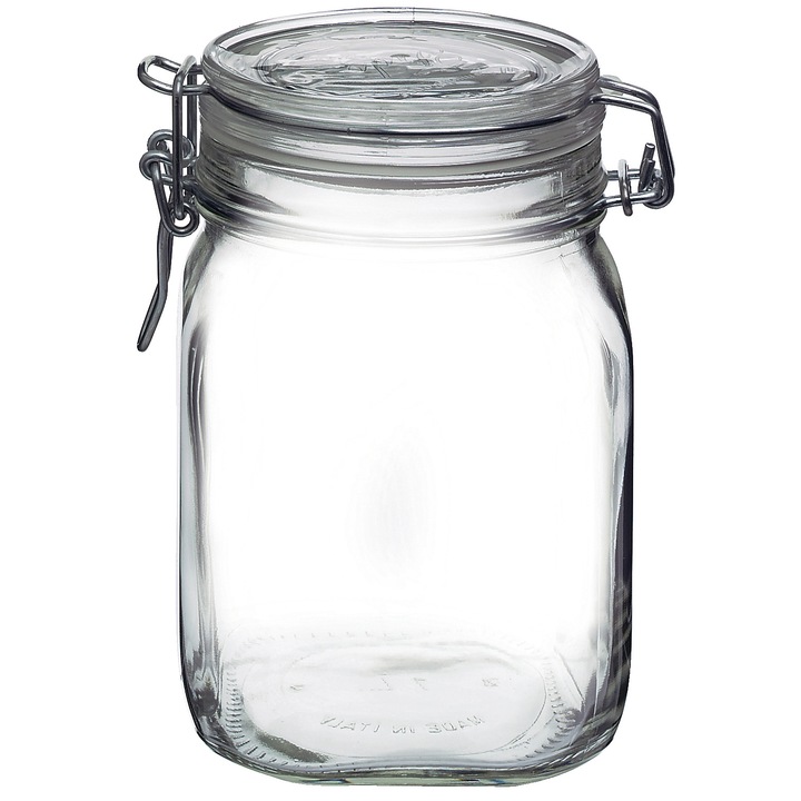 Set 6 x Borcan ermetic Bormioli Fido, Sticla, 1 l