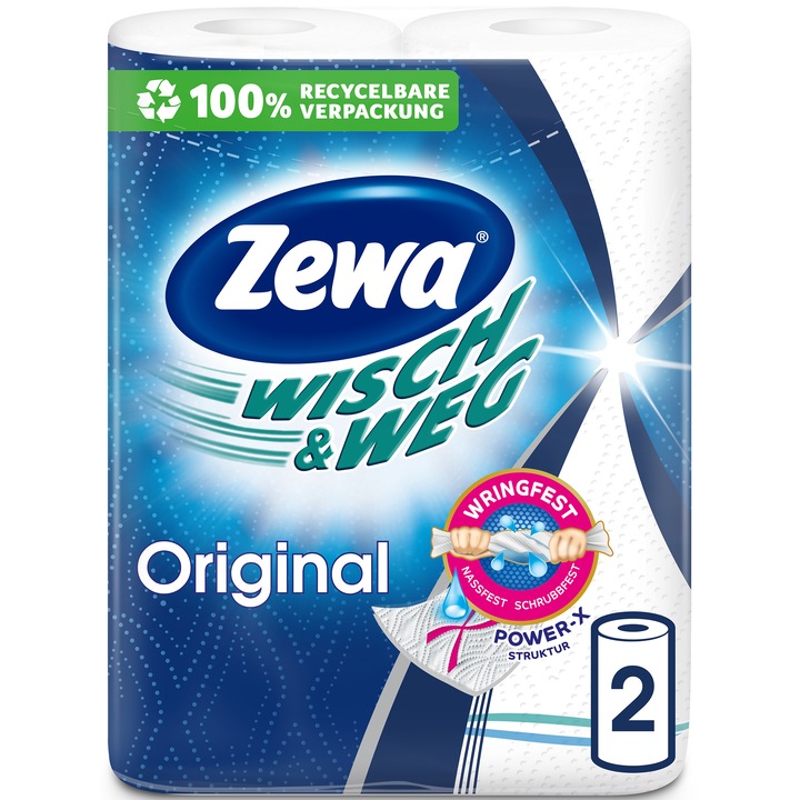 Prosoape de hartie Zewa Wisch&Weg Original, 2 straturi, 2 role, 45 foi
