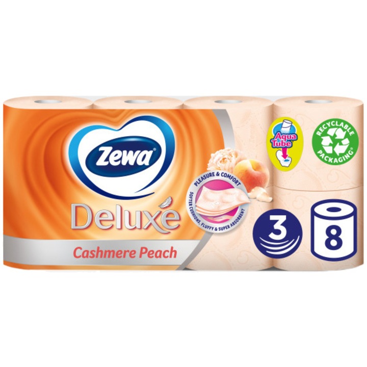Zewa Deluxe Cashmere Peach toalettpapír, 3 réteg, 8 tekercs