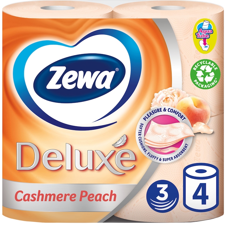 Zewa Deluxe Cashmere Peach wc papír, 3 réteges, 4 tekercs