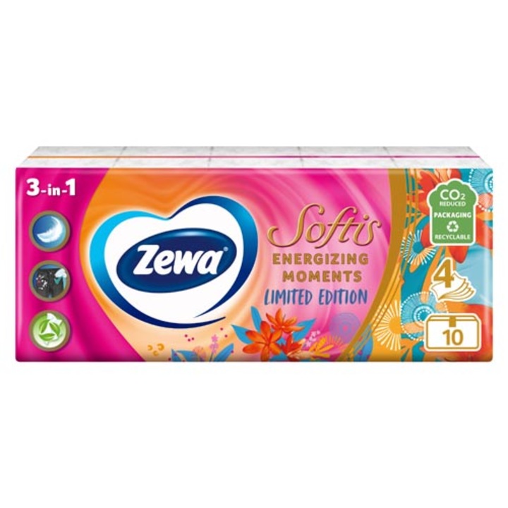 Zewa Softis Energizing Moments illatosított papír zsebkendő 4 rétegű 10 x 9 db