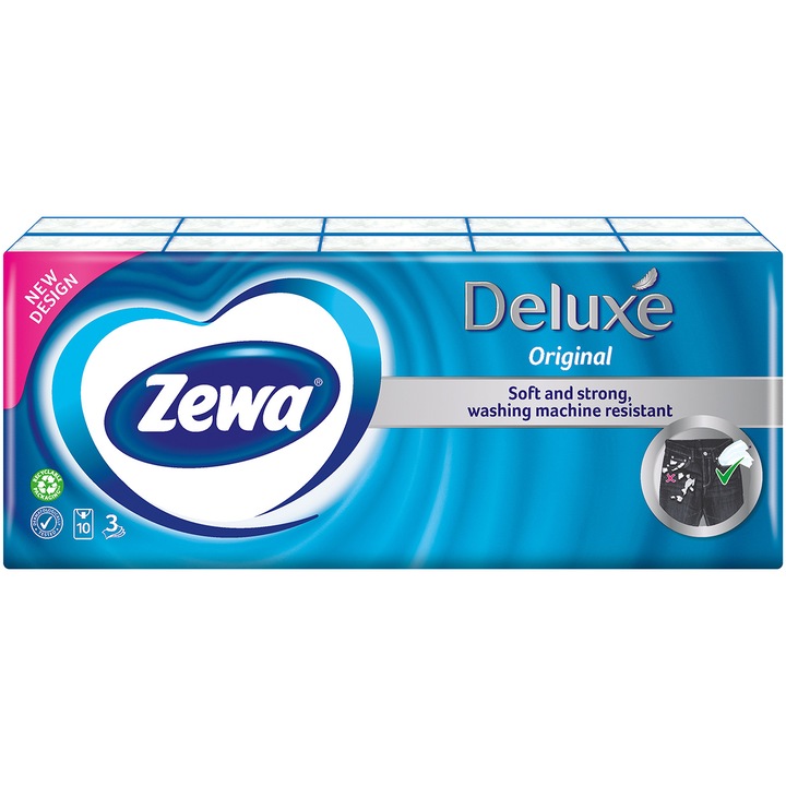 Zewa Deluxe Original illatmentes papír zsebkendő, 3 rétegű, 10x10 db