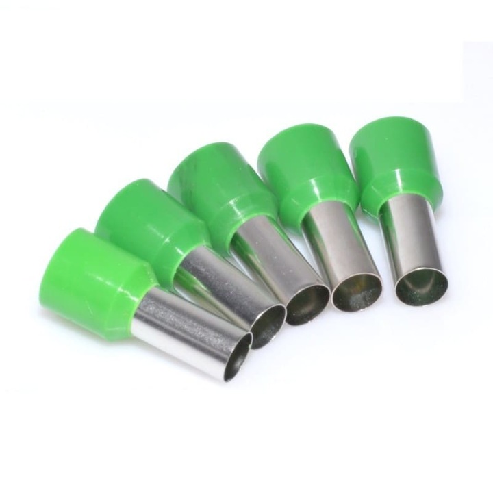 Set 100 Pini Terminali 16mm Verde | Conexiuni Electrice Sigure si Durabile | Conductivitate Excelenta si Rezistenta | eSol