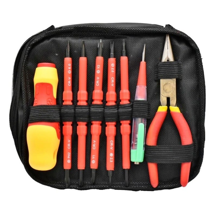 Trusa 12 Unelte de Electrician, Surubelnite si Sfic NO-3035 | Kit Complet pentru Profesionisti si Bricolaj | eSol