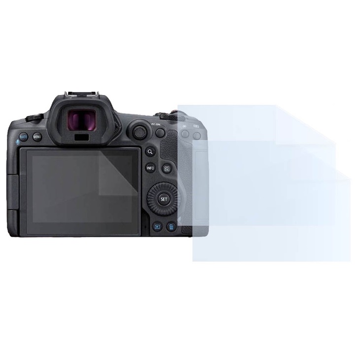 Fóliakészlet Canon EOS R5-höz, FONIX LENS DEFENSE, 2 szilikon képernyőfólia, ütésálló, karcmentes, regenerálható, tartós, időjárásálló, átlátszó