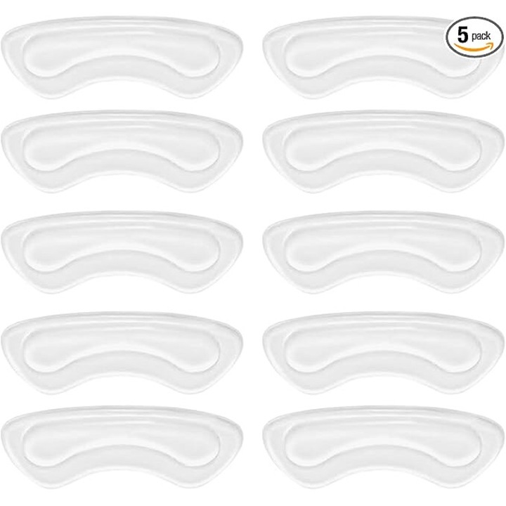 Set 10 perne calcaie, JENUOS®, suport interior pentru incaltaminte, protectie calcai, marime universala, Silicon, Transparent