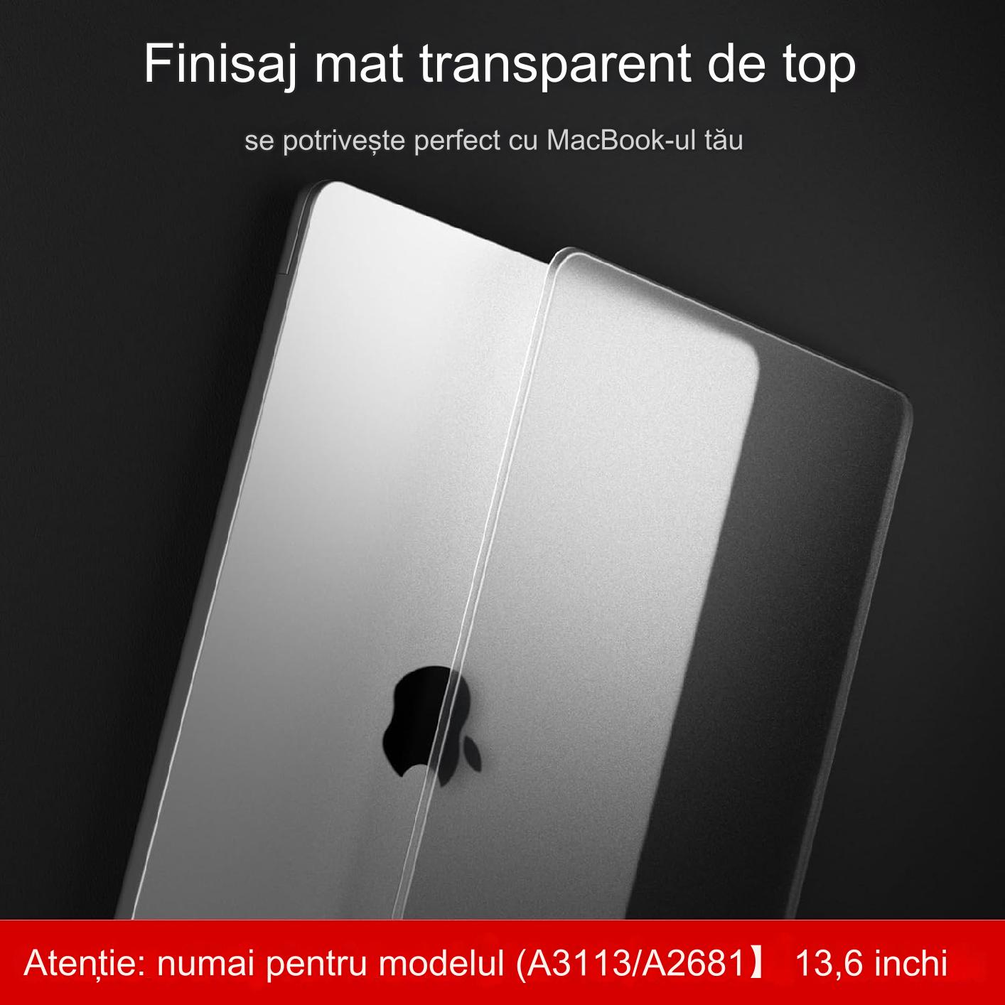 Carcasa pentru MacBook Air 13.6 inch 2022-2024, Modele aplicabile A3113/A2681, mat transparent