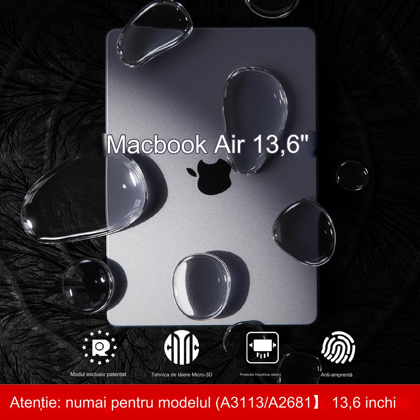 Carcasa pentru MacBook Air 13.6 inch 2022-2024, Modele aplicabile A3113/A2681, mat transparent