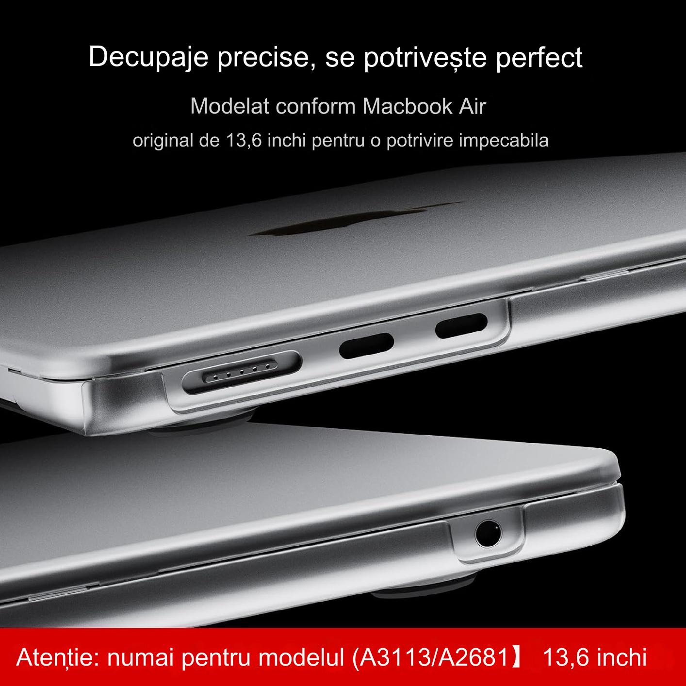 Carcasa pentru MacBook Air 13.6 inch 2022-2024, Modele aplicabile A3113/A2681, mat transparent
