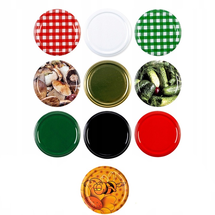Set de capace pentru borcane, Superbutelki, metal, Fi 82mm, multicolor, 10 bucati