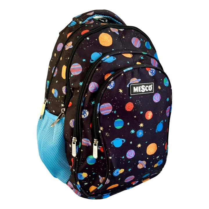 Ghiozdan mare scoala Mesco, 4 compartimente, Planete, 38 x 25 x 15 cm