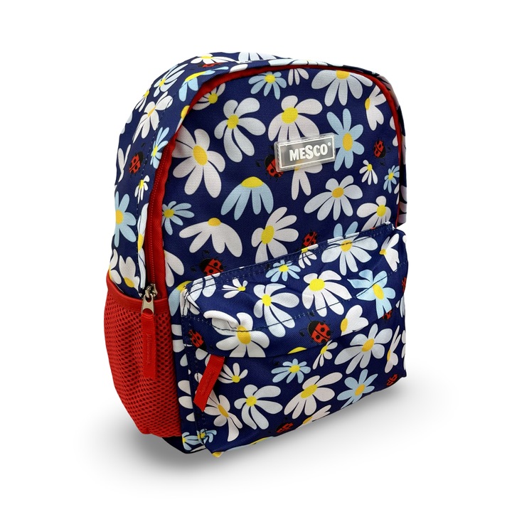Kis óvodai hátizsák, 2 rekeszes, virágmintás, 32 cm