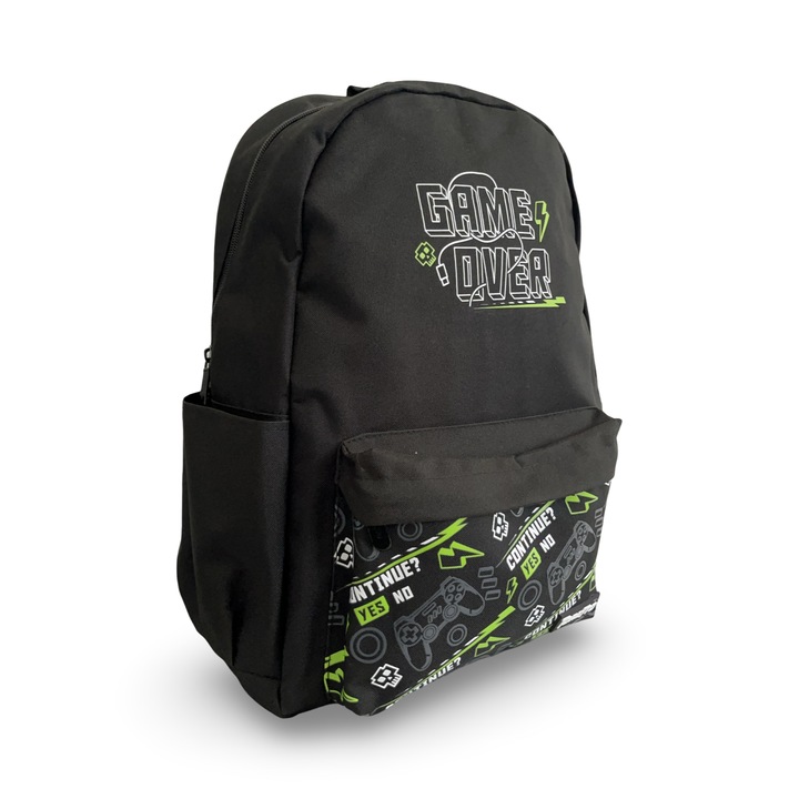 Ghiozdan 16", 2 compartimente, Model Game Over