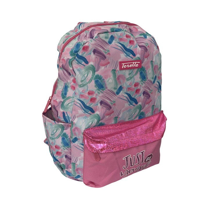 Hátizsák 16", 2 rekeszes, pasztell virágos modell