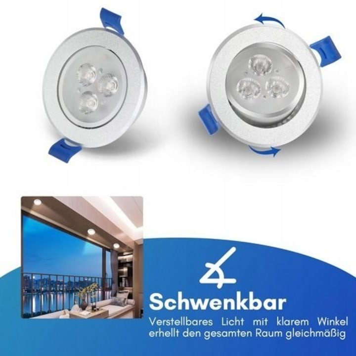 LED осветление 3W, 2 крушки, Вградено