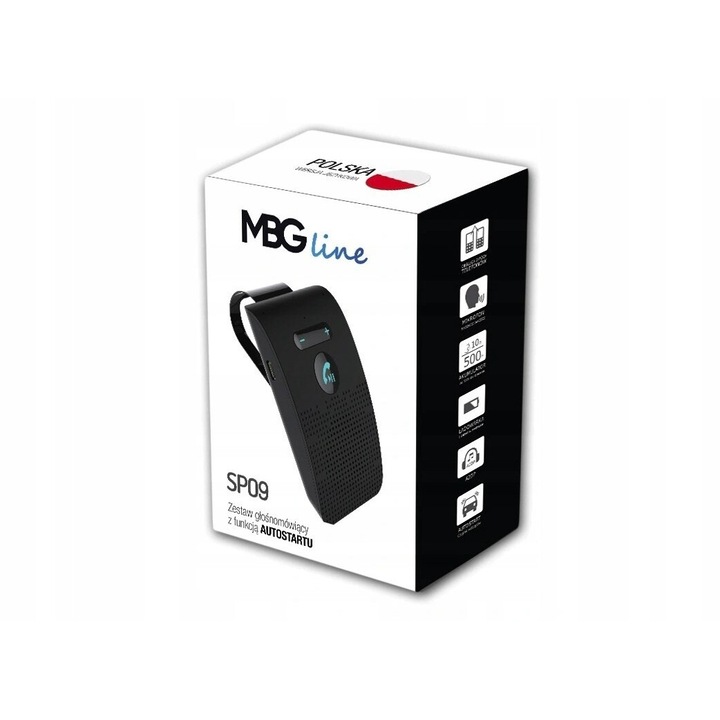 MBG Line SP09 високоговорител за кола, Bluetooth 5.0, шумопотискане, черен