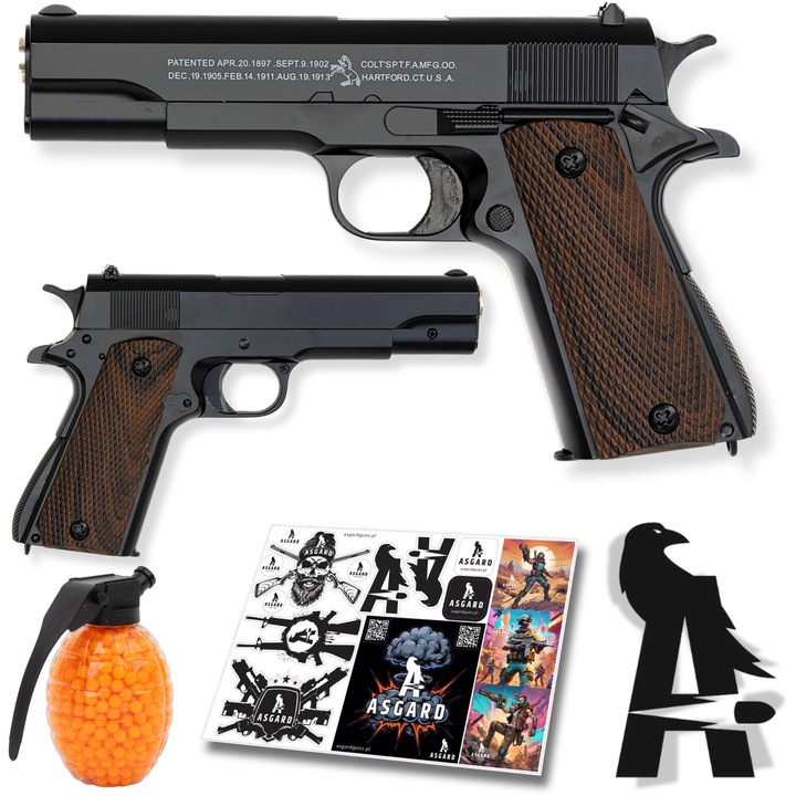 Pistol de jucarie, ASG CYMA CM 128S, metal, 800 bile, 6mm, 19x12cm