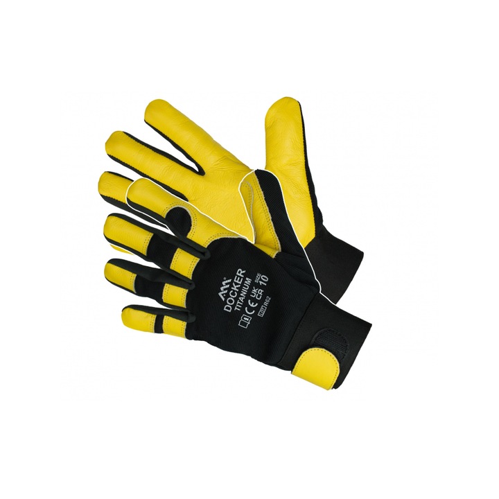 Manusi de protectie din piele de vaca Docker Titanium, marimea 10, Artmas ART002007