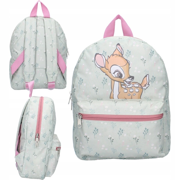 Rucsac Pentru Copii, Vadobag, Material Poliester, Bretele Reglabile, Durabil, De Inalta Caliate, Buzunar Cu Fermoar, Model Bambi, 22 x 31 x 9 cm, Multicolor