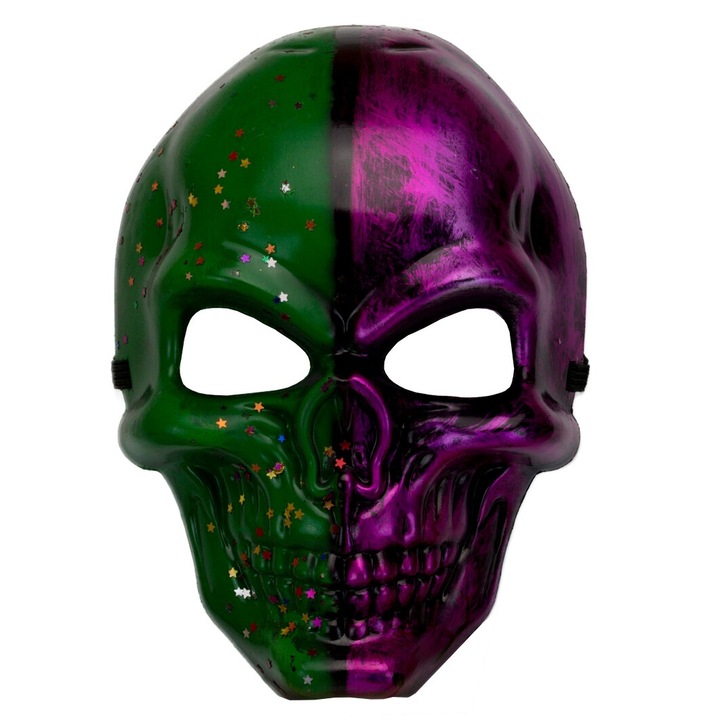 Masca Craniu, verde / mov, plastic, 24 x 16 cm, OnemisFlot