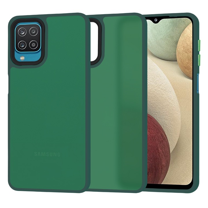 Samsung Galaxy A12 / A12 Nacho / M12 / F12 tok - Techsuit HaloFrost sorozat - Midnight Green