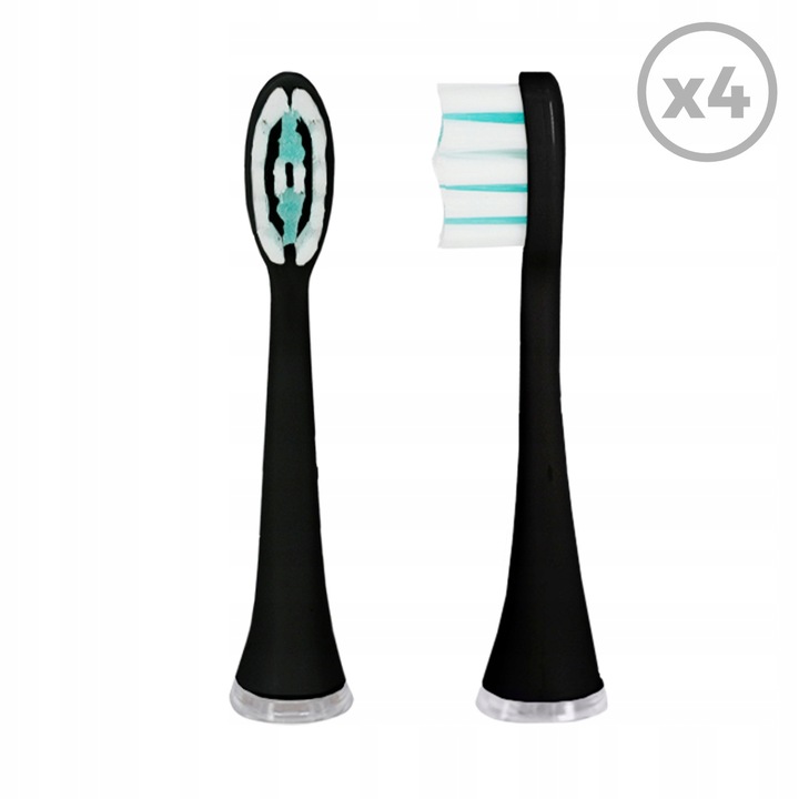 Rezerve Periuta De Dinti Electrica, Smiley Pro - Daily Clean, 4 Buc, Varful De Albire Cu Forma Speciala, Forma Special Conceputa A Capului, Periile Moi, Negru