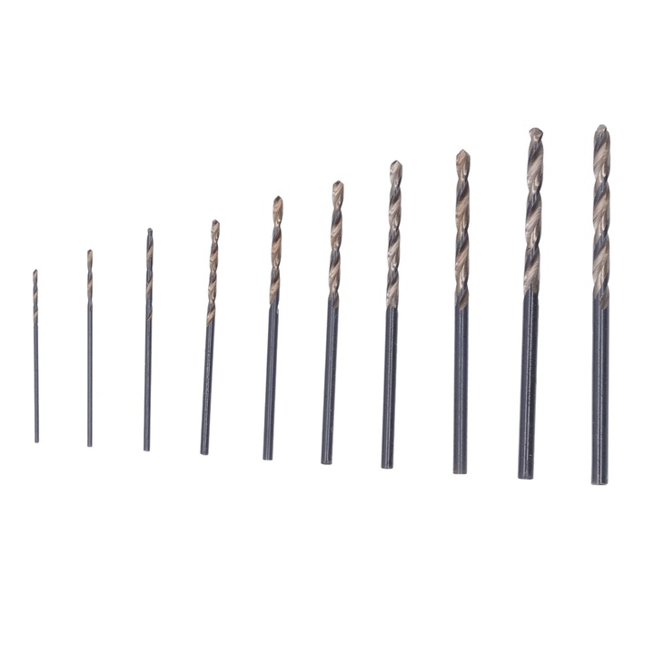 Set de burghie HSS Enforose, 10 piese, 0.8-3.0mm, pentru lemn si plastic