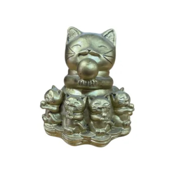 Dísztárgy GOBI Maneki Neko macska és csirke, Feng Shui, 7,9 cm