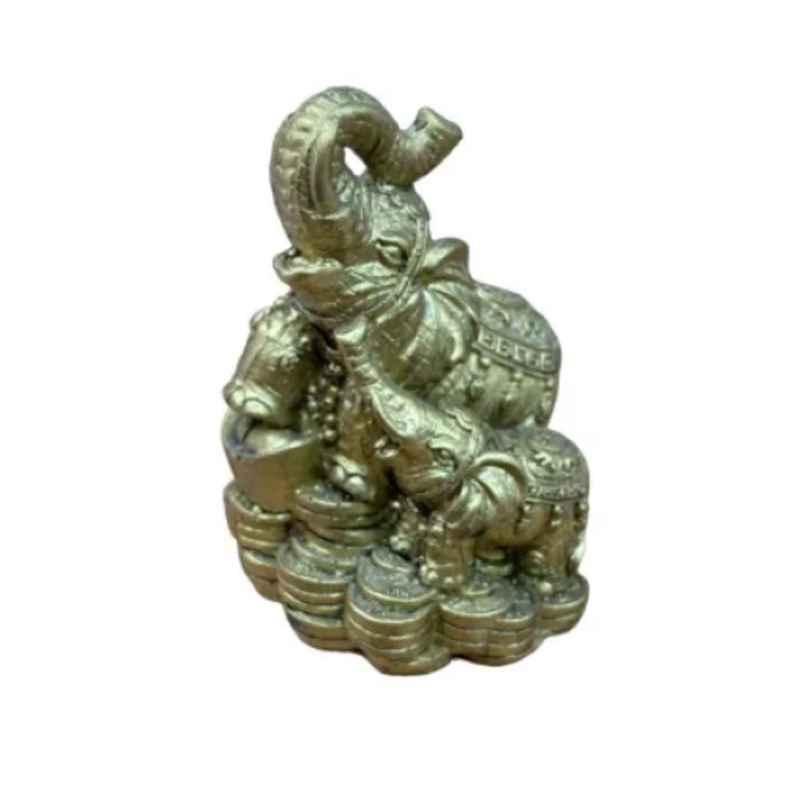 Feng Shui szobrocska GOBI, elefánt kölyökkel gyantából 9,5 cm