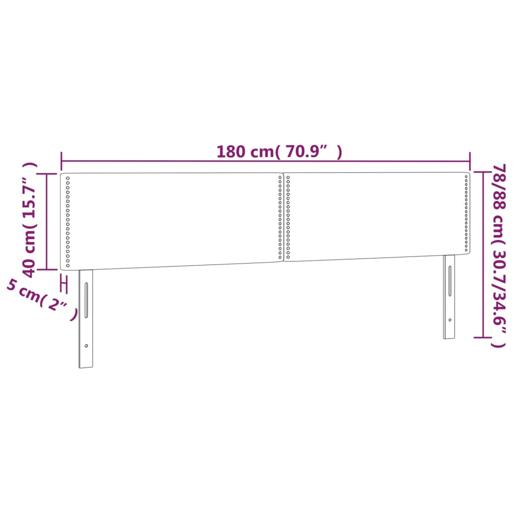 Tablie Pat Roz Tablie de pat cu LED vidaXL, roz, 180x5x78/88 cm, catifea, 9.43 kg ...