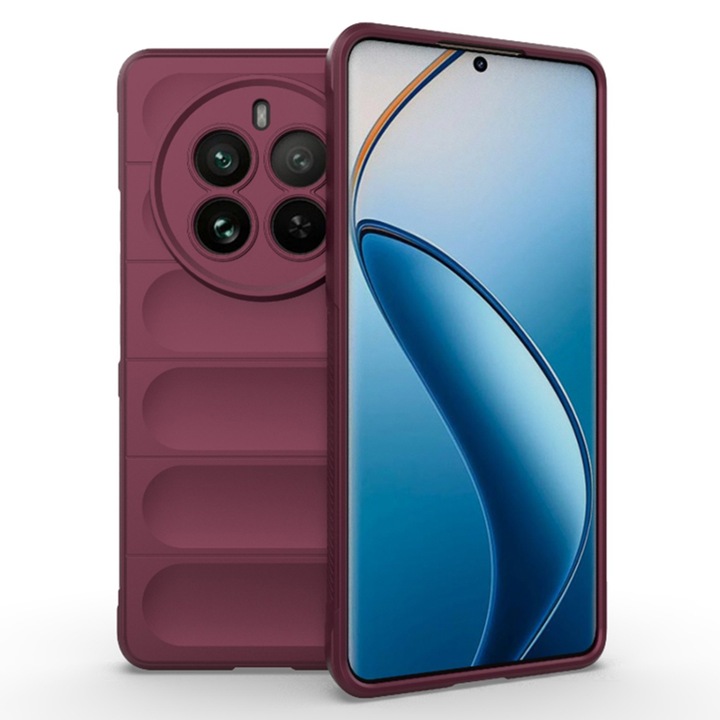 Husa pentru Realme 12 Pro Realme 12 Pro+ Liquid Silicone Microfibre Lining Non-Slip Airbag Design bordeaux