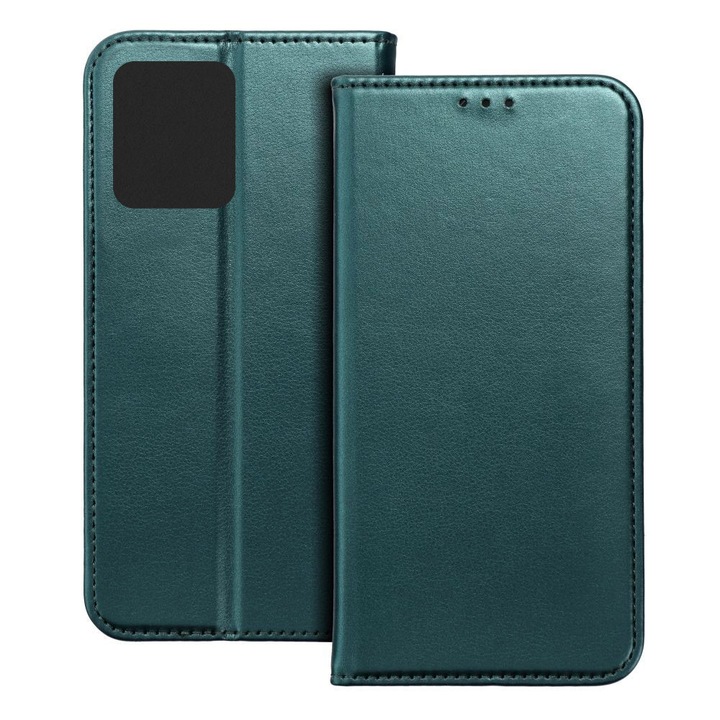 Husa pentru Motorola Edge 40 Pro, Piele ecologica, Premium PU Leather Book, Buzunar card, Inchidere magnetica, Functie stand / suport, Decupaj difuzor apeluri, Acoperire completa 360 de grade, Protectie fata-spate, Tip carte, Verde inchis