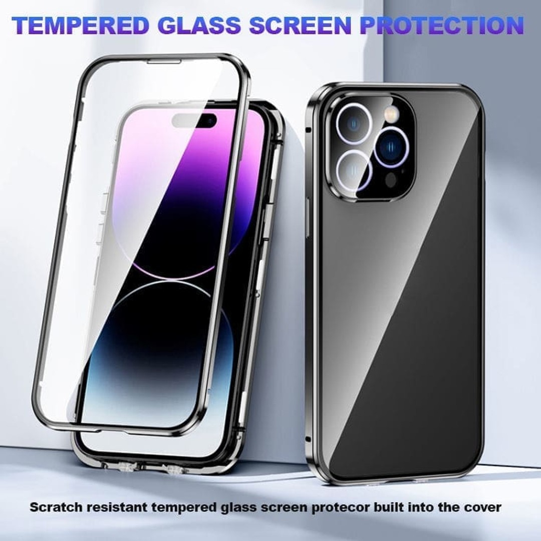 Husa pentru iPhone 14 Plus, 360 protection, full body, schelet metalic, protectie fata spate si camera, prindere magnetica, Sigloo, Light Green