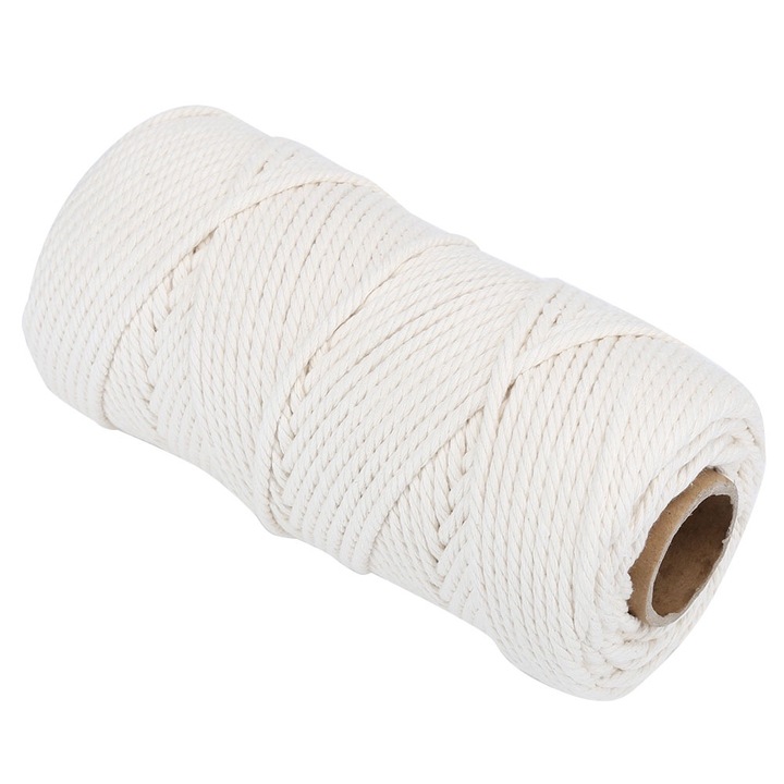 Jormftte 100m természetes pamutkötél, puha, tartós, fehér