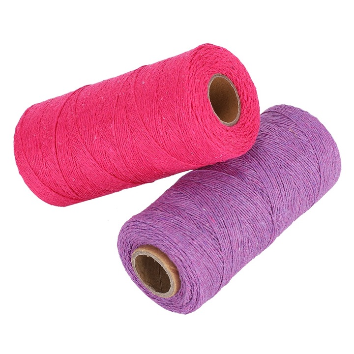2 tekercs szál szett, Jormftte, pamut, 1 mm x 250 m, rózsaszín/lila