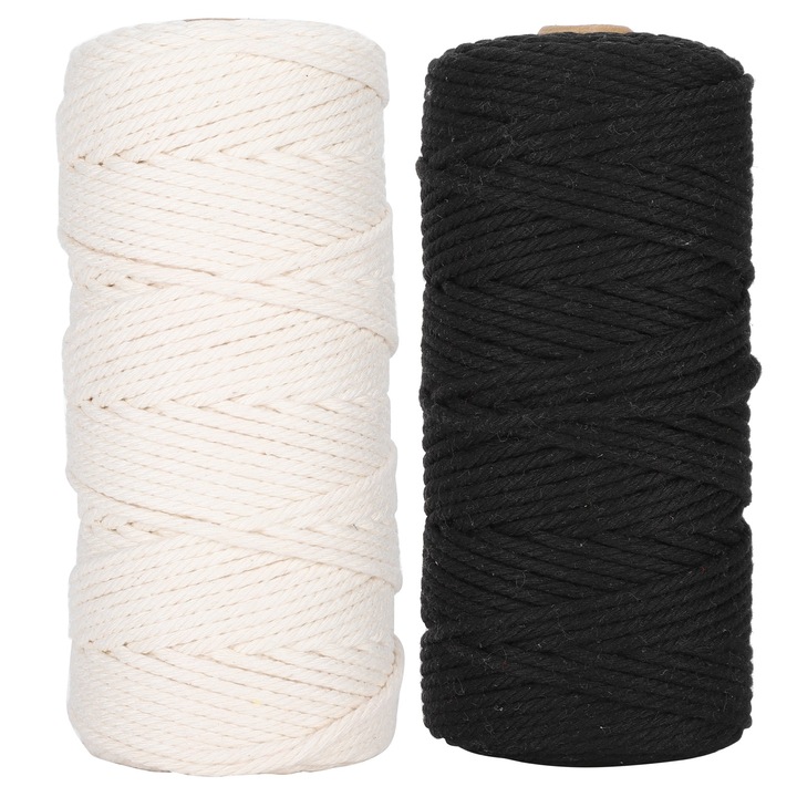Természetes pamutzsinór, Jormftte, 3mm, 100m, 2 darabos készlet