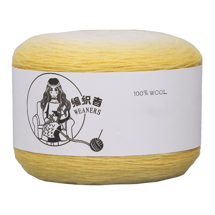 Jormftte kötőfonal, merinó gyapjú, sárga-fehér, 600m