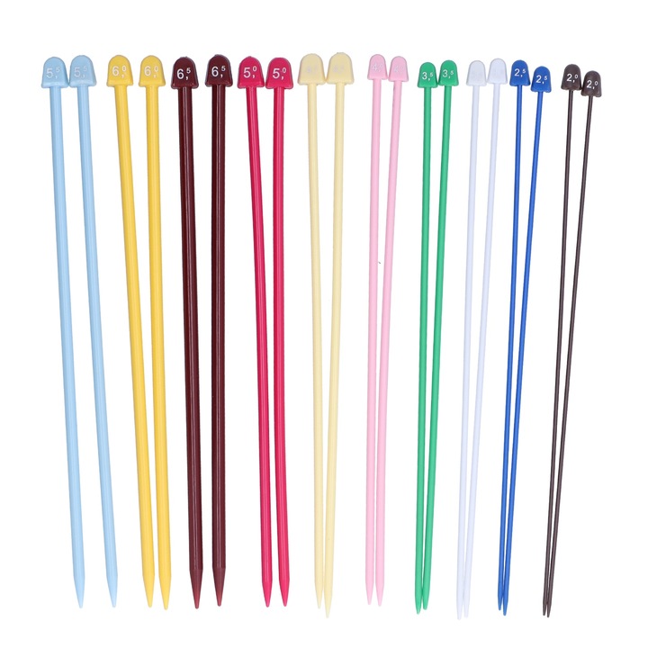 Set 20 Ace de Tricotat Enforose, Plastic, Multicolor, 27cm