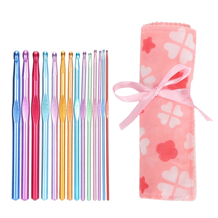 Set 14 Crosete Enforose cu Sac de Depozitare, 2.0mm-10.0mm, Aluminiu Oxid, Multicolor