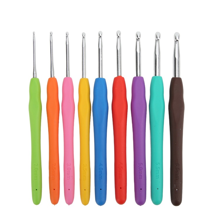 Set 9 Crosete, Enforose, dimensiuni variate, manere moi, 13.7cm