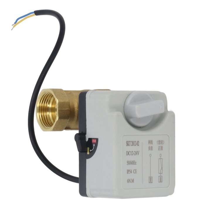 Supapa cu bila din alama cu 2 cai DN25 Supapa cu bila electrica normal inchisa 1 inch Filet pentru teava DC12‑24V