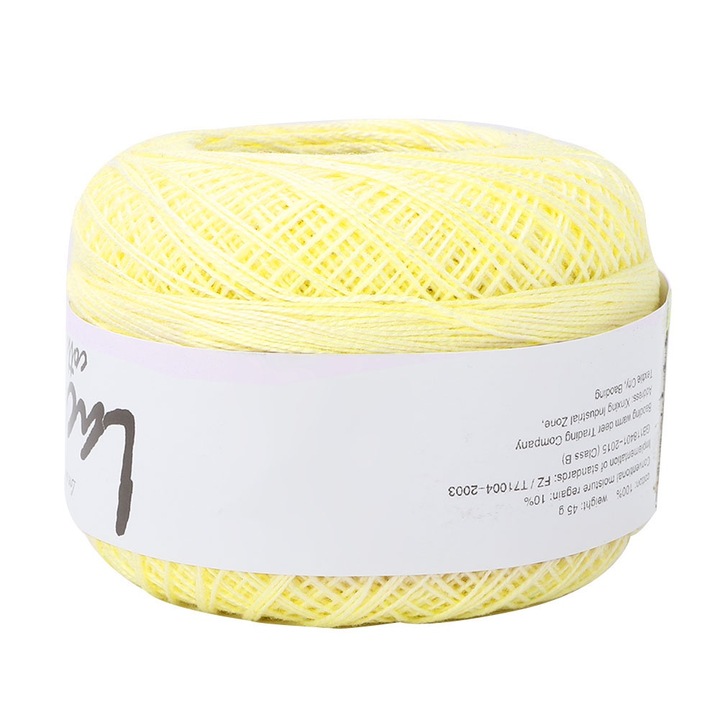 Kézzel horgolt pamut csipke, Jormftte, 100% pamut, könnyen tisztítható, világos sárga, 6607