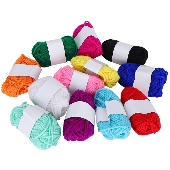 12 db akril fonal készlet horgoláshoz, vegyes színben, 100g
